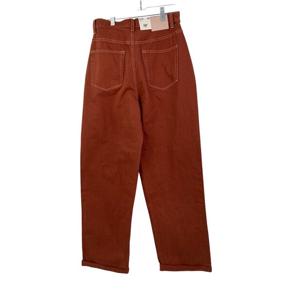 Free People ZGY Hi & Loose Super HR Rust Orange Denim Jeans Size 29 8687 - Picture 8 of 10